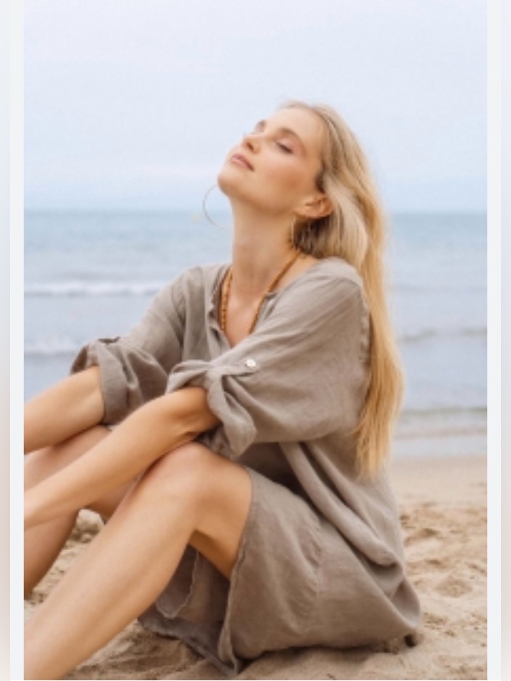 Terzo Millennio Linen Top in Soft Taupe